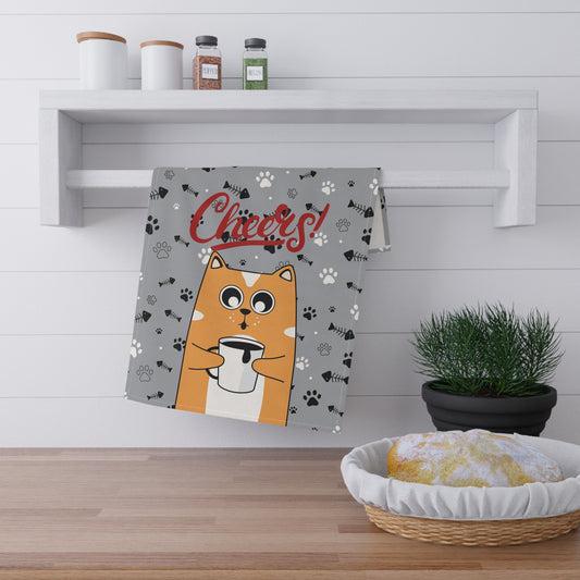 Kitchen Towel Cat Cheers Print