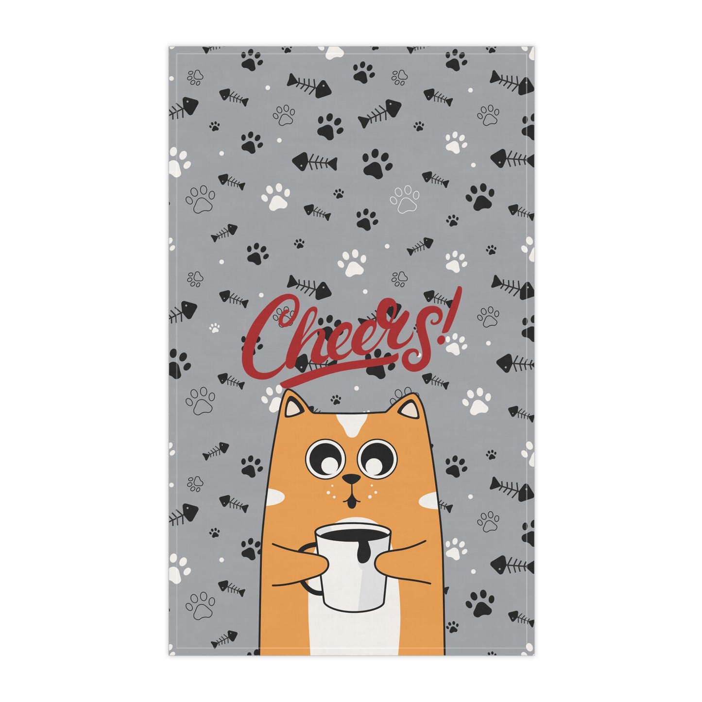 Kitchen Towel Cat Cheers Print