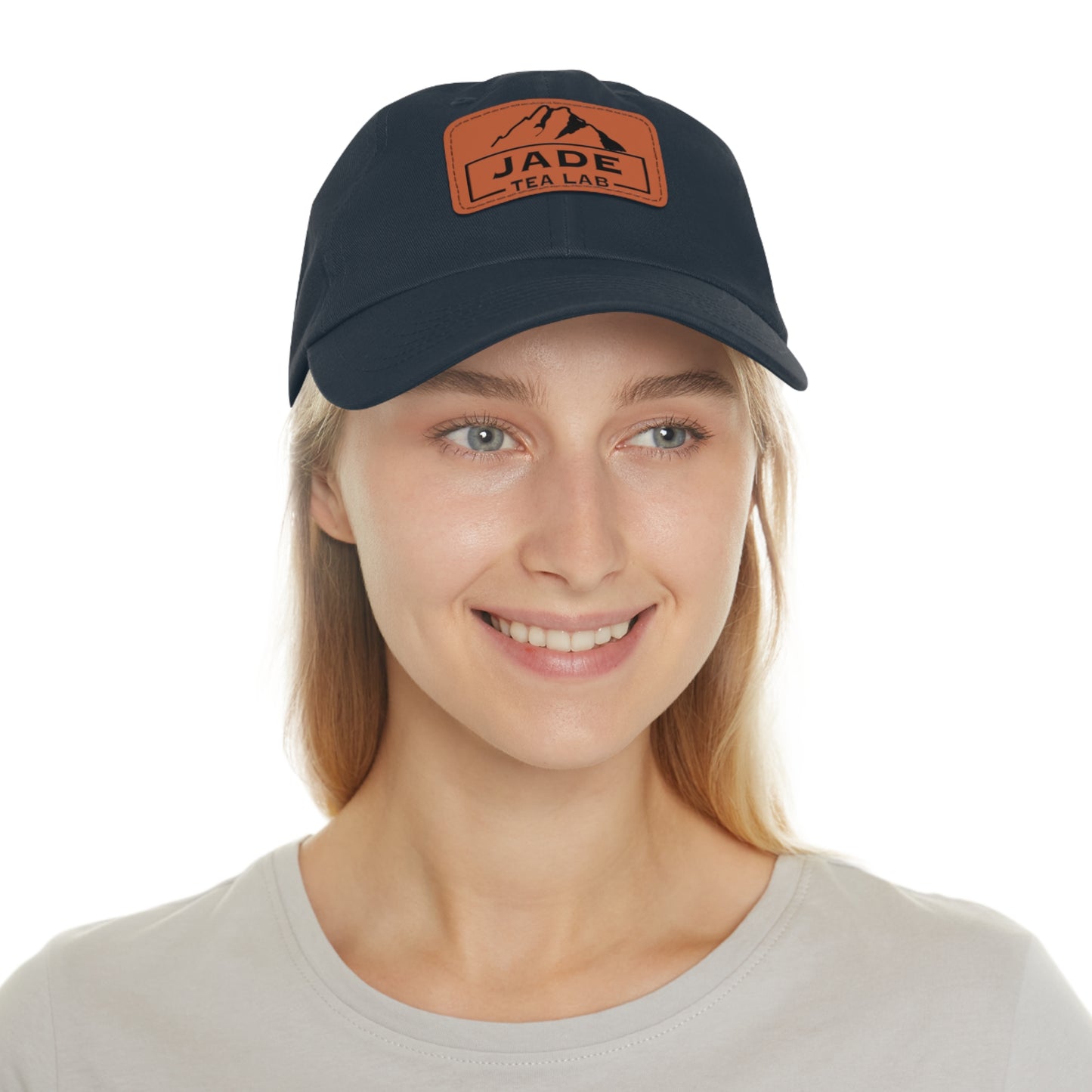 Jade Tea Lab Logo Hat with Leather Patch (Rectangle)