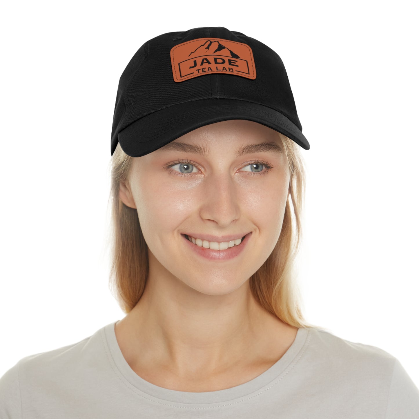 Jade Tea Lab Logo Hat with Leather Patch (Rectangle)